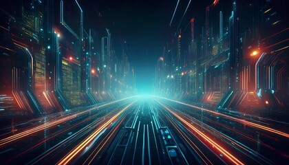 futuristic tech concept emerging technology with dash lines