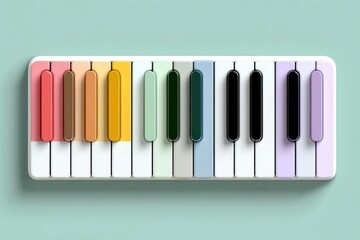 Fototapeta premium Colorful Piano Keys Displaying a Gradient of Pastel Tones Ideal for Music Design and Artisti