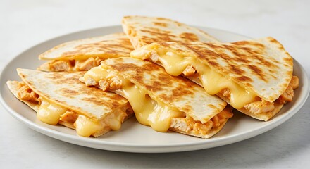 Deliciously cheesy quesadillas on a plate, ready to be enjoyed