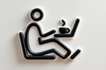 Relaxation Icon Minimalist Illustration of a Person Reading and Drinking Coffee