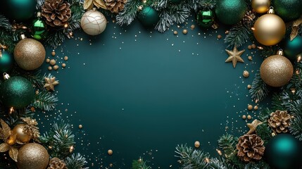 Emerald Green Christmas Ornament Frame Background