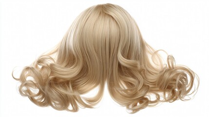 Naklejka premium Elegant Long Blonde Wig with Symmetrical Waves for Stylish Hairdo