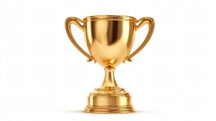 Golden Trophy Cup on White Background - Symbol of Success and Achievement