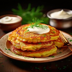 Placki ziemniaczane – Kartoffelpuffer mit Sauerrahm