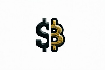 Currency Fusion Dollar and Bitcoin Symbols Merging for Finance and Cryptocurrency Concepts