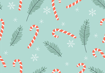 Christmas Candy Cane Red Doodle Seamless Pattern. Christmas candy lollipop seamless pattern. New Year pattern