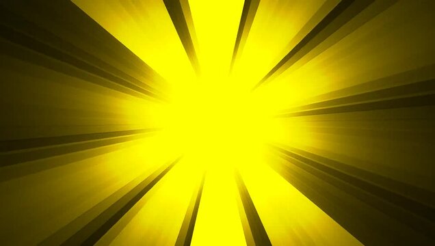 Rotary motion of radiant yellow sunburst with intense light rays emanating from center, increasing and decreasing in seamless looping  animation, comic style graphics explosive effect , brightness 
