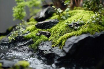 Miniature Moss Garden with Waterfalls