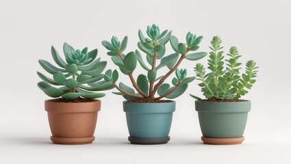 Obraz premium Euphorbia Trigona in pots isolated on white background, succulent milkweed spurge plant in pots on white background, potted succulent plants isolated on white.