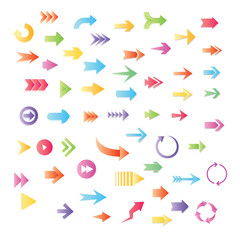Set of arrow vector, Colorful collection of different shapes arrow, Arrow icons colorful