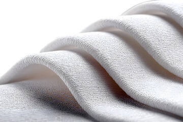 Abstract White Textured Fabric Drape Closeup Studio Shot