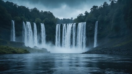 Fototapeta premium View From Tallest Waterfall with Empty Space for Text