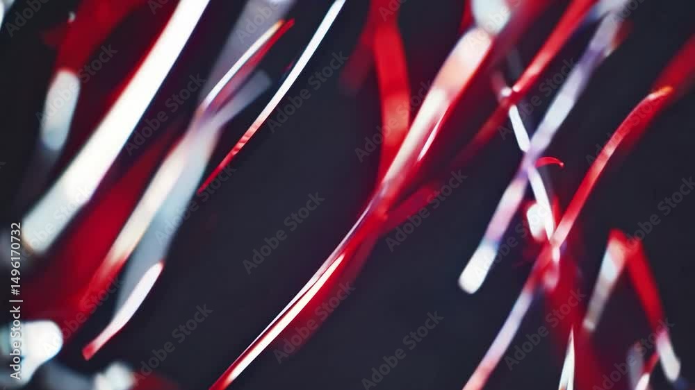 Poster light trails in vibrant red and white dancing across dark backdrop, generating mesmerizing abstract 