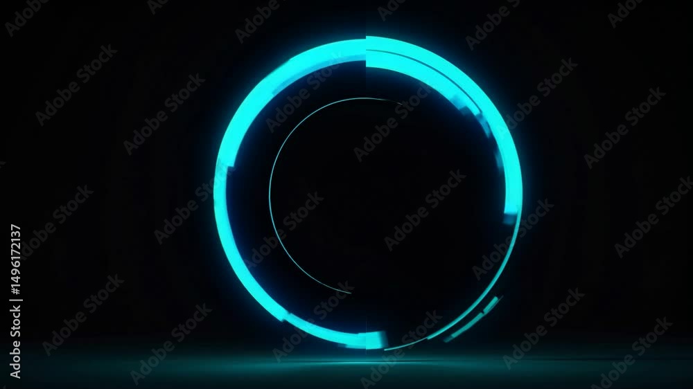 Poster circular loading bar spinning dynamically on black background, indicating progress through sleek dig