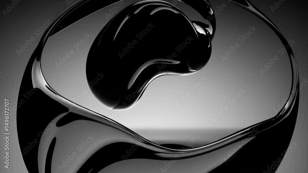 Poster black liquid morphing and transforming dynamically, creating abstract visual motion with seamless fl