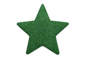 Obraz premium Glittering green star ornament shining with festive metallic shimmer, perfect for holiday graphic projects and seasonal branding