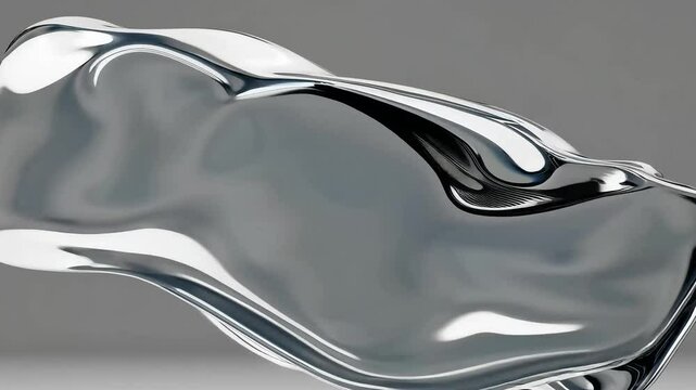 Abstract silver fluid wave motion