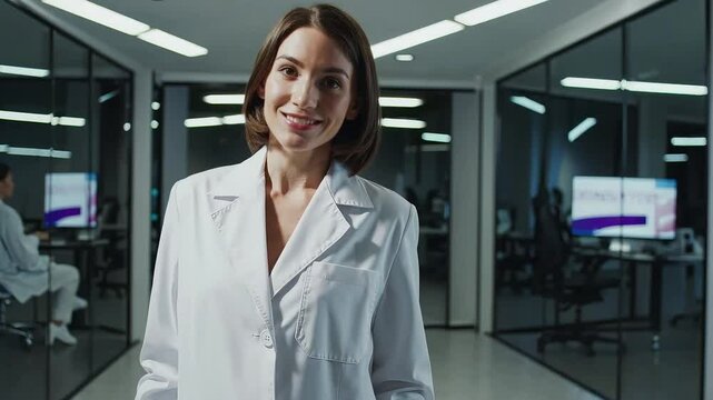 Female scientist in lab coat