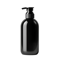 Black pump bottle mockup isolated on transparent background