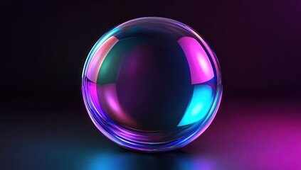 Neon Sphere: A vibrant iridescent glass orb against a dark background
