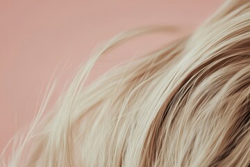 Soft flowing hair against a pale background
