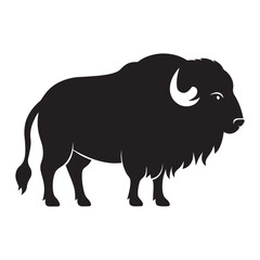 Musk Ox Profile Vector Silhouette on White Background