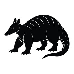 Pangolin Walking Vector Silhouette on White Background