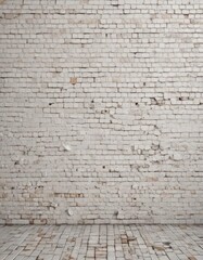 Obraz premium Weathered white brick wall, textured surface, grunge aesthetic , masonry, facade, home