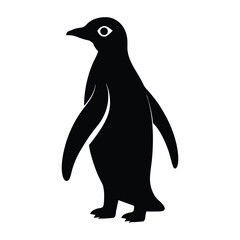 Penguin Walking Vector Silhouette on White Background