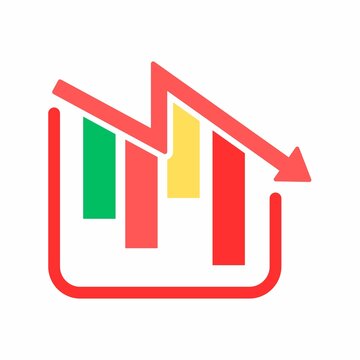 Decline in Graph: A striking visual of financial setbacks, illustrated by a downward-trending arrow and colored bars, conveying a message of economic downturn.