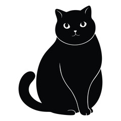 Scottish Fold Sitting Vector Silhouette on White Background