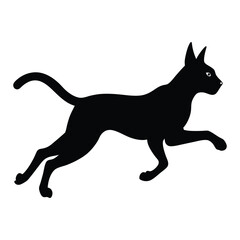 Serval Cat Mid Pounce Vector Silhouette on White Background