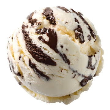 stracciatella ice cream scoop on transparent background