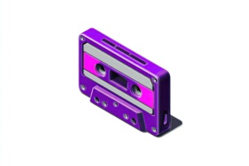 Obraz premium Vibrant Purple Cassette Tape Illustration for Retro Music and Media Design