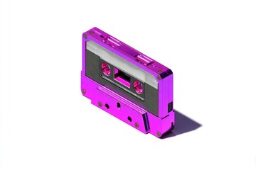 Obraz premium A vibrant purple cassette tape isolated on a white background ideal for retro music themes and