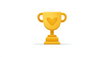 Golden Trophy with Heart Design Symbol of Love and Achievement