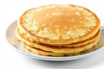 Close-up of a flipped pancake, isolated on white background , golden, foodie