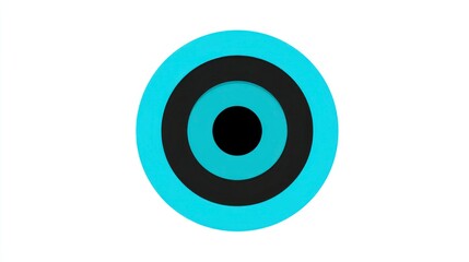 Concentric Circles Design in Teal and Black Modern Minimalist Abstract Art for Creative Proje