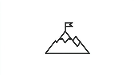 Achieving the Summit A Minimalist Mountain with Flag Icon