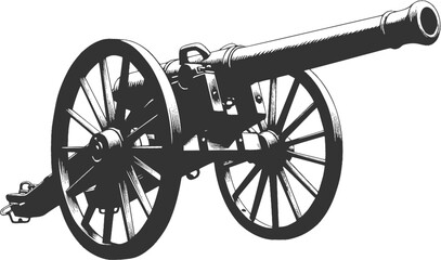 Old War Cannon silhouette vector illustration isolated on a white background
