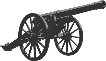 Old War Cannon silhouette vector illustration isolated on a white background
