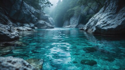 Crystal Clear Water with Vacant Space for Text.