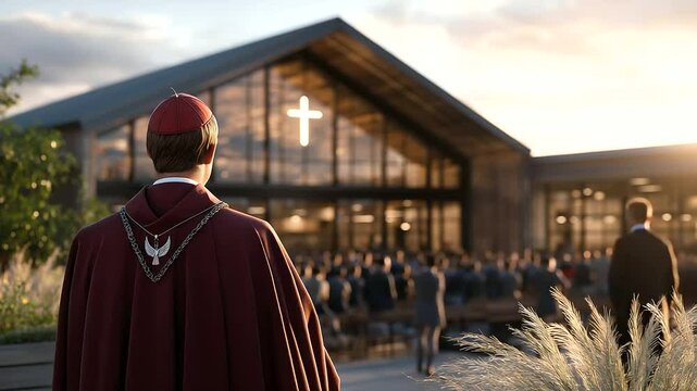 A cardinal blesses a new school building during a special ceremony