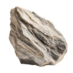 Grey and beige layered rock isolated on transparent background