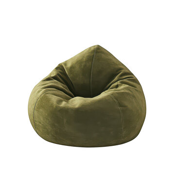 recommend clip art: Olive green beanbag chair isolated on transparent background