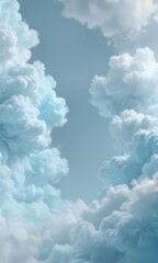 Dreamy pastel blue abstract backdrop, soft cloud shapes  ,  hazy,  smooth,  gentle