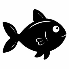 Obraz premium Swedish cute fish black silhouette on white Background
