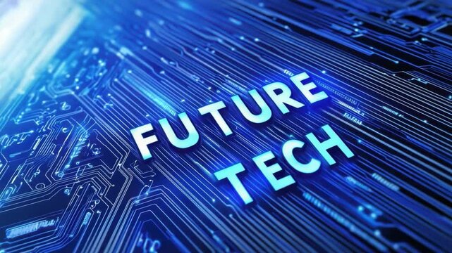 Futuristic Technology Concept with Digital Circuitry and Neon Blue Colors Representing Innovation and Connectivity