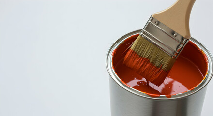 Paint, Paintbrush, Orange paint, Paintbrush Dipping in Orange Paint Can