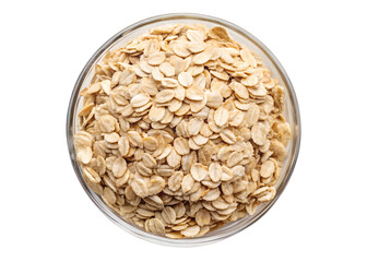 oat flakes in a bowl top view isolated on white background. PNG Transparent file type with high definition quality And vibrant color grading Available.